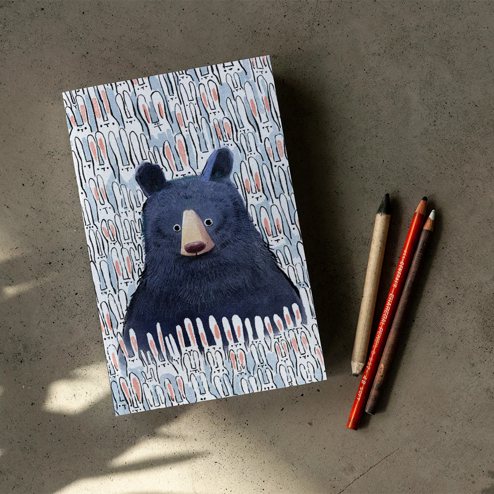 Black Bear and Bunnies Classic Layflat Notebook - Image 3