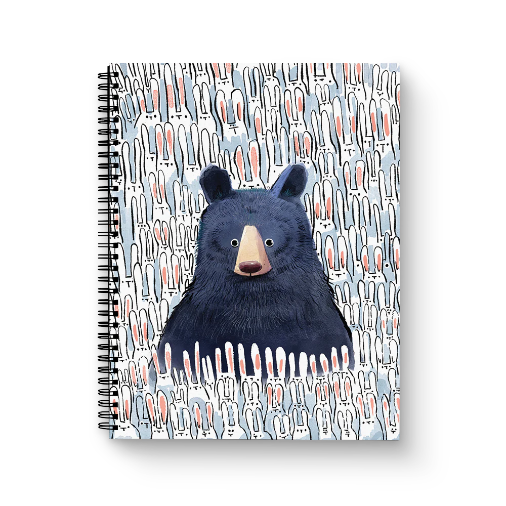 Black Bear & Bunnies Medium Wire-O Spiral Notebook