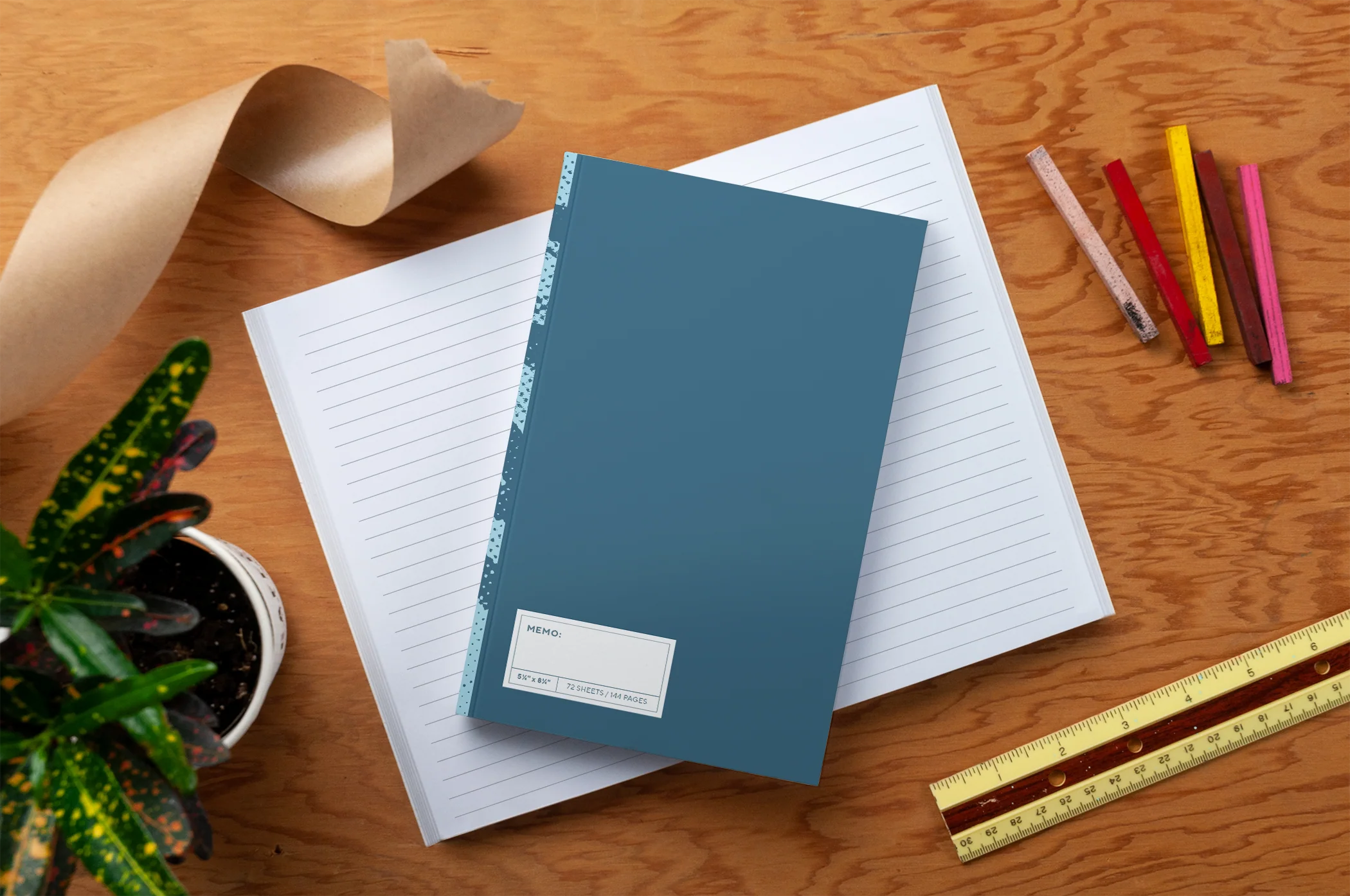 Blue Halftone Classic Layflat Notebook - Image 4