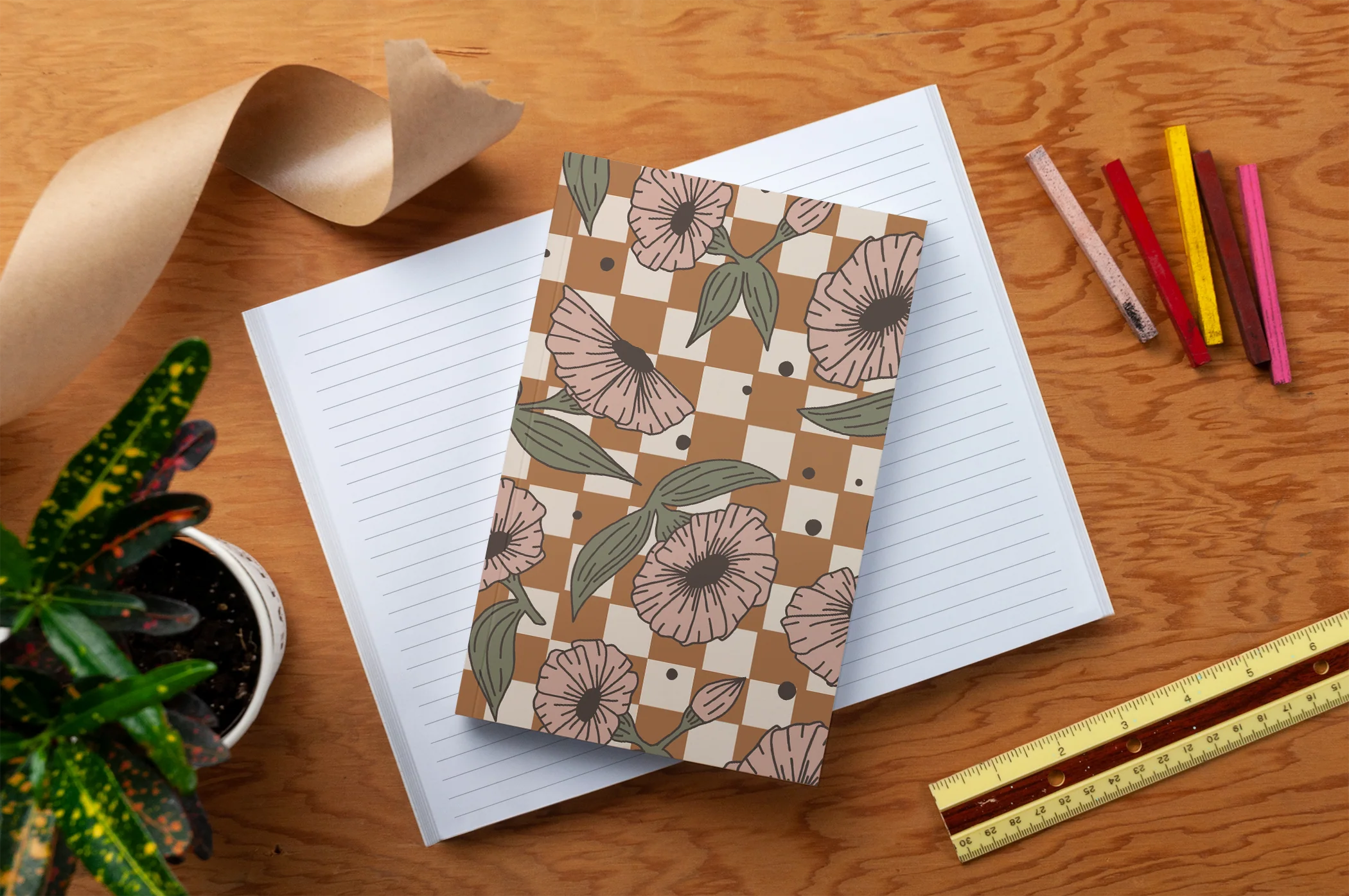 Checks & Flowers Classic Layflat Notebook - Image 3