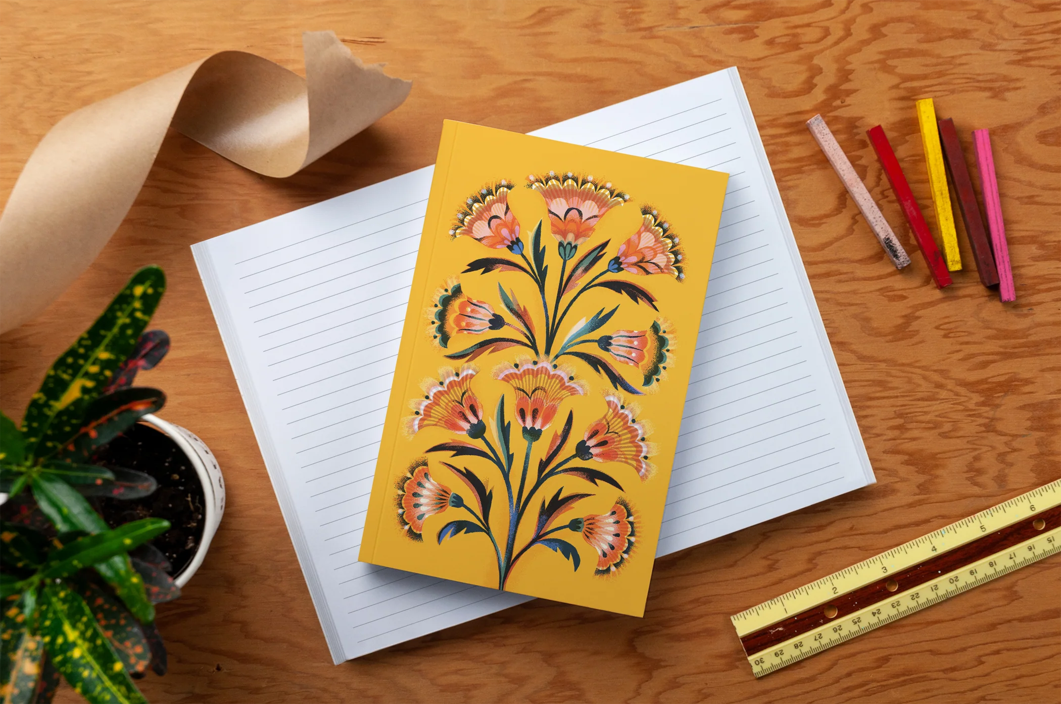 Golden Floral Classic Layflat Notebook - Image 3