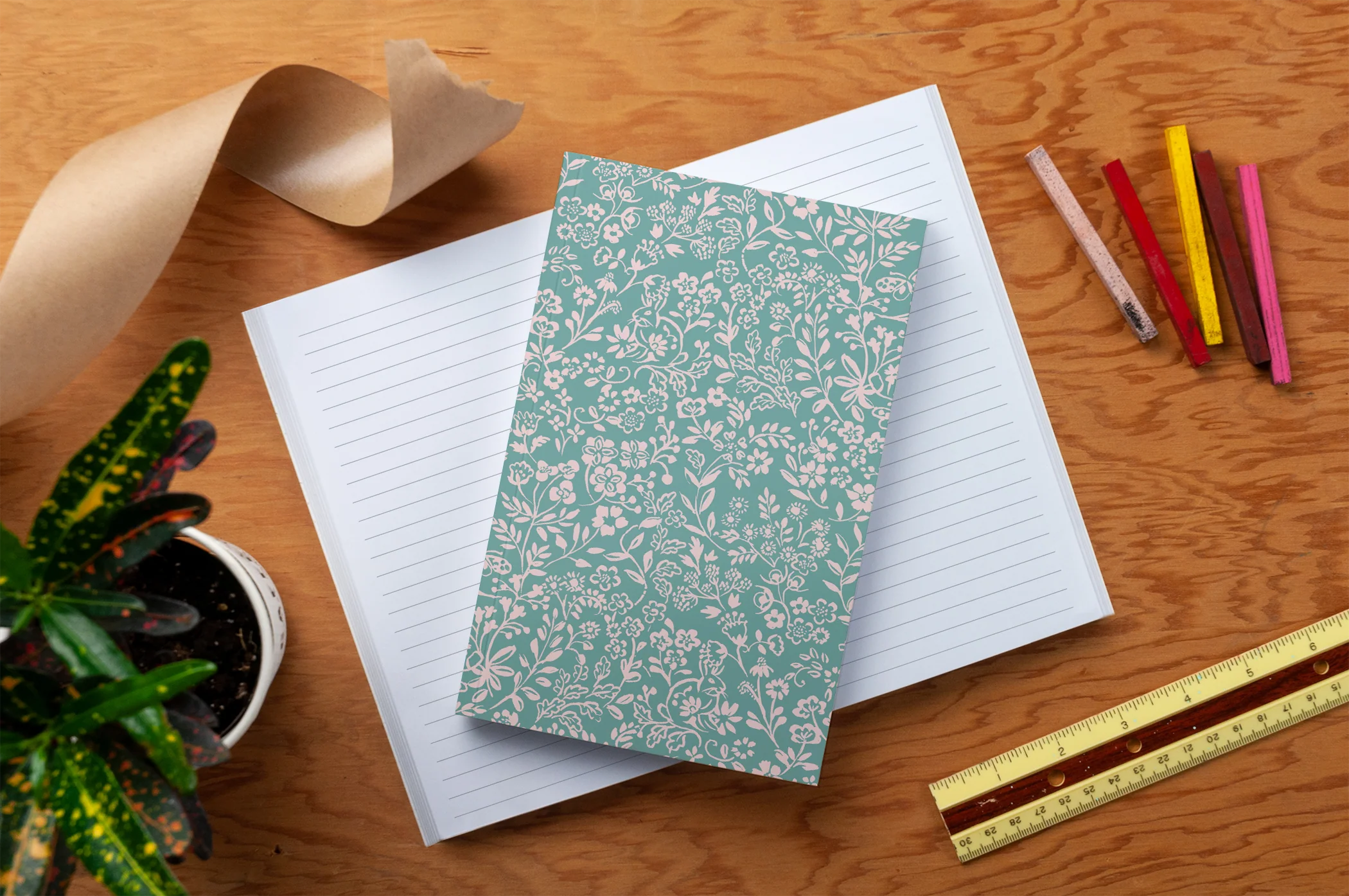Green Meadow Bunnies Layflat Notebook - Image 5