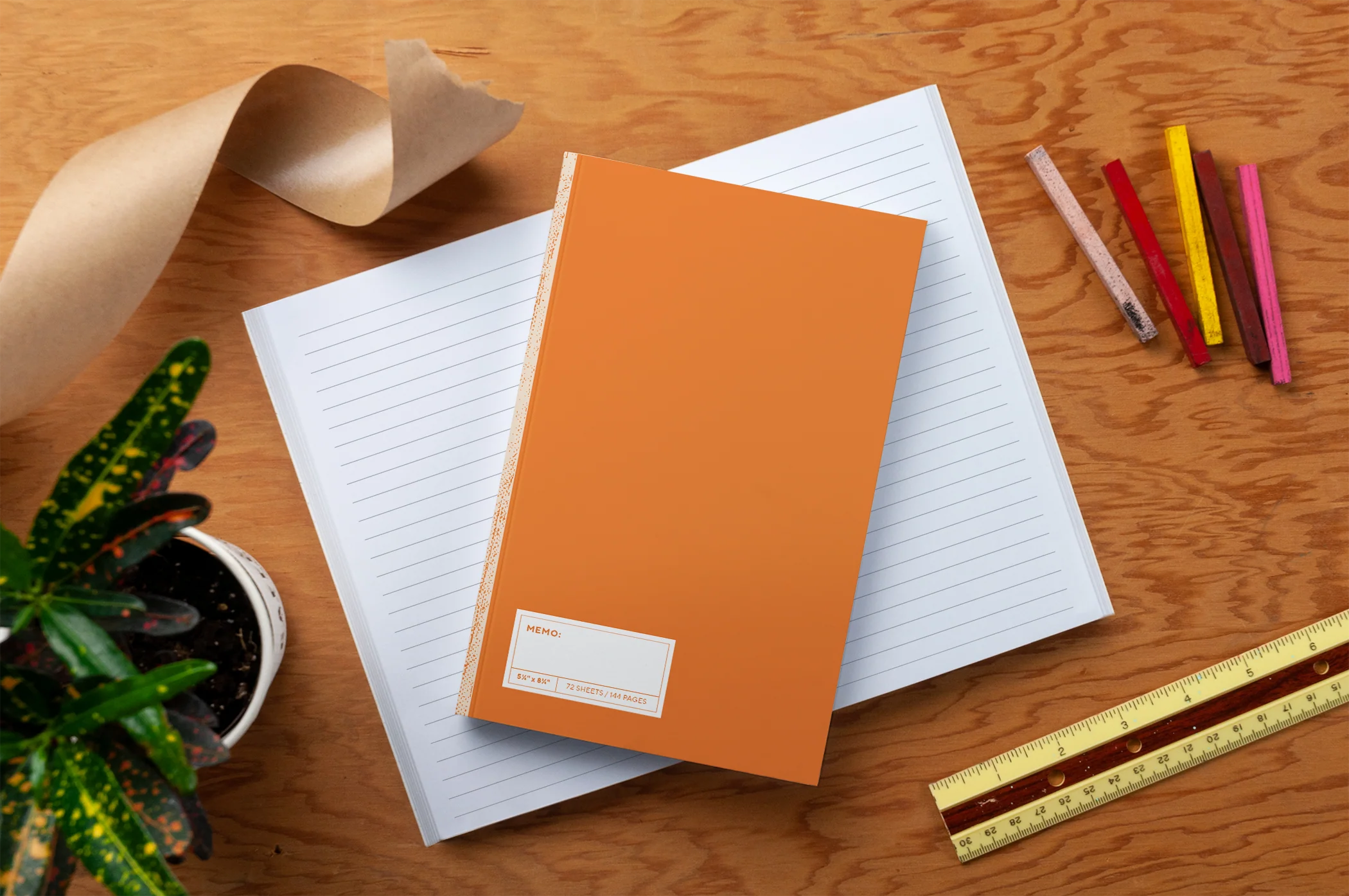 Orange Halftone Classic Layflat Notebook - Image 4