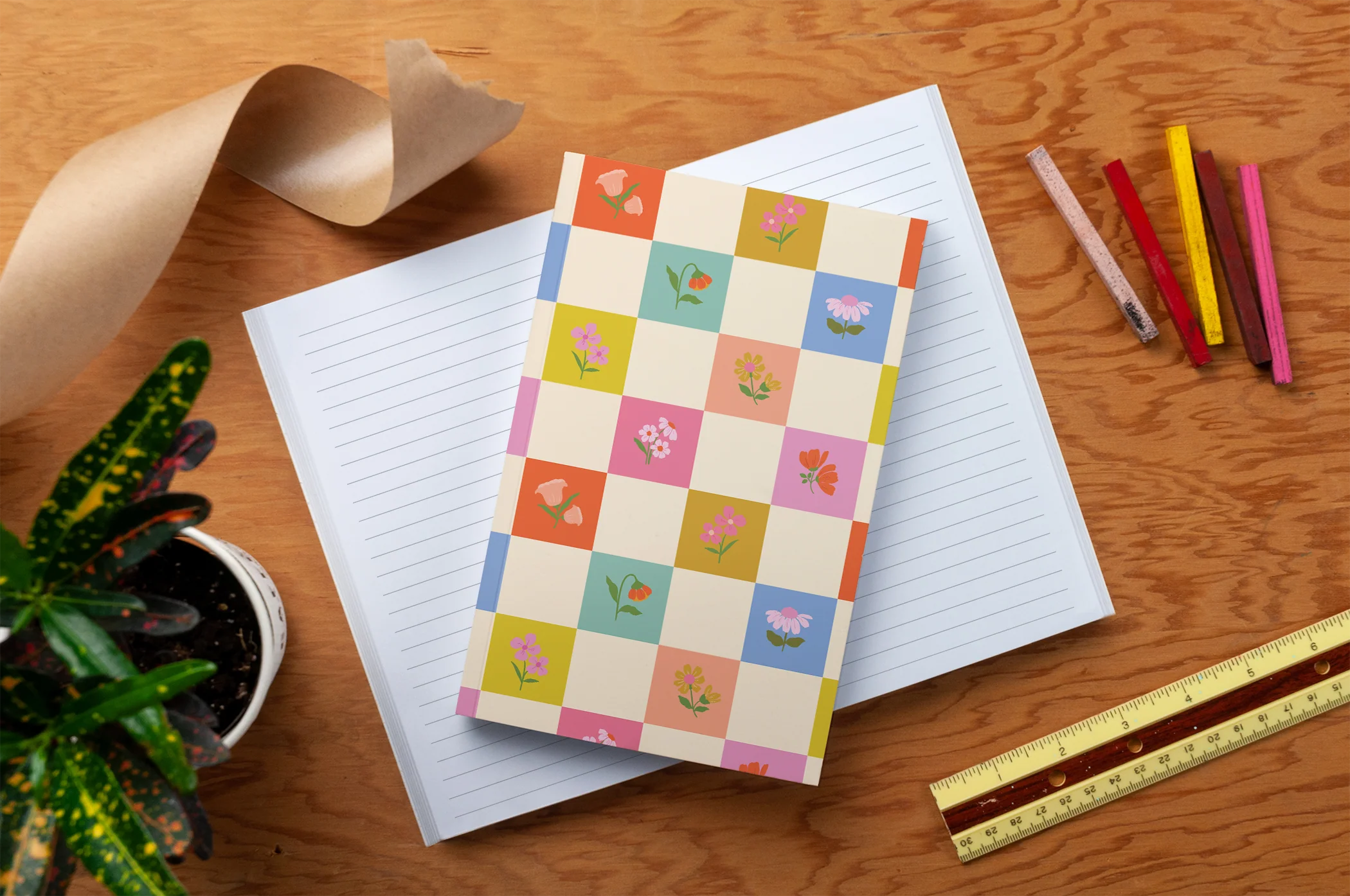 Petals & Checkers Classic Layflat Notebook - Image 3