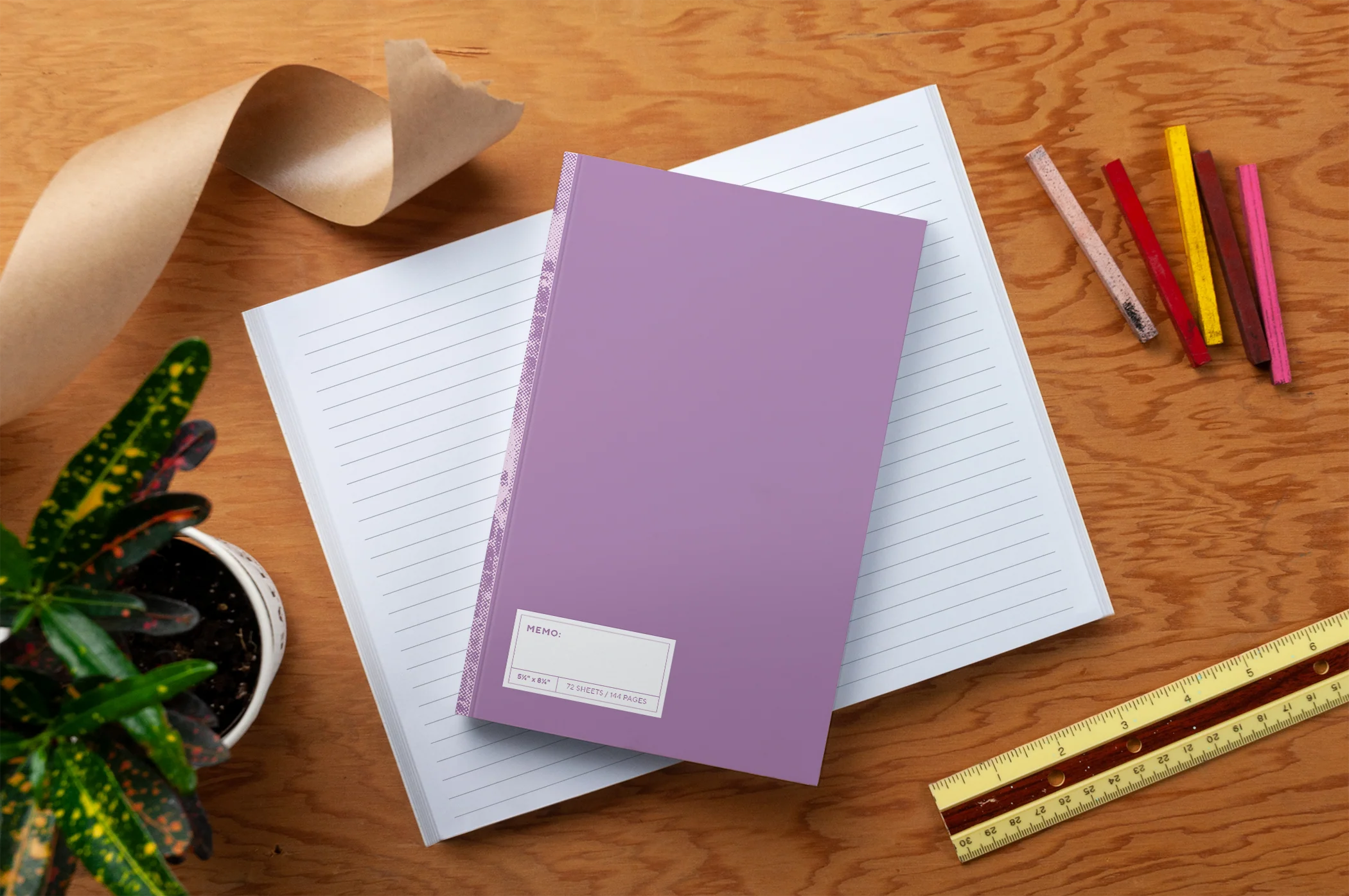 Purple Halftone Classic Layflat Notebook - Image 4