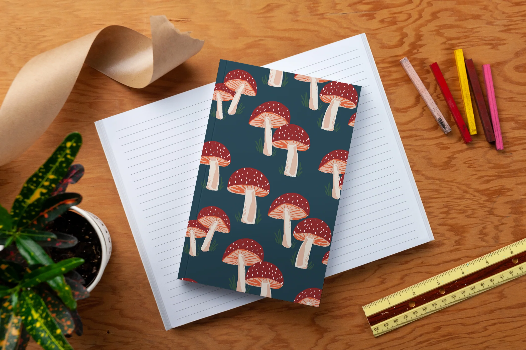 Navy Mushrooms Classic Layflat Notebook - Image 3